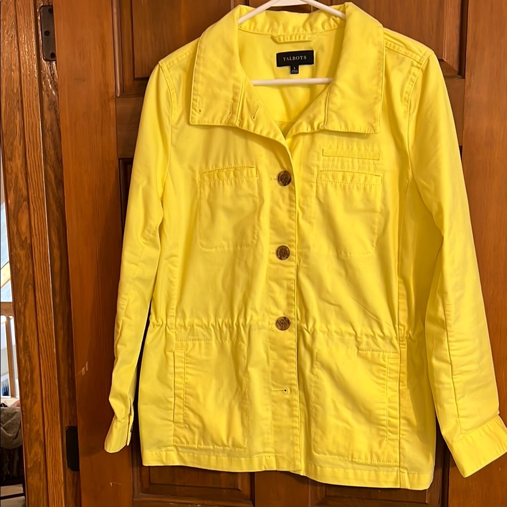 Talbots Bright Neon Yellow Utility Jacket, size large